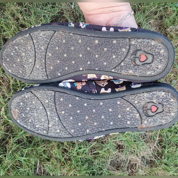 Skechers Bobs For Dogs Sz 8 Black Fabric Casual Slip on Shoes Flats Hipster Pup - Picture 5 of 8